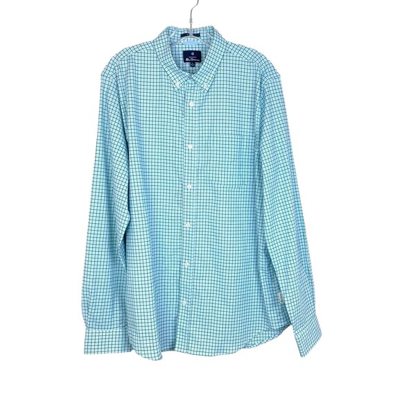 Ben Sherman The Original Button Down Shirt Size L Blue Green Plaid Stretch - Picture 1 of 7